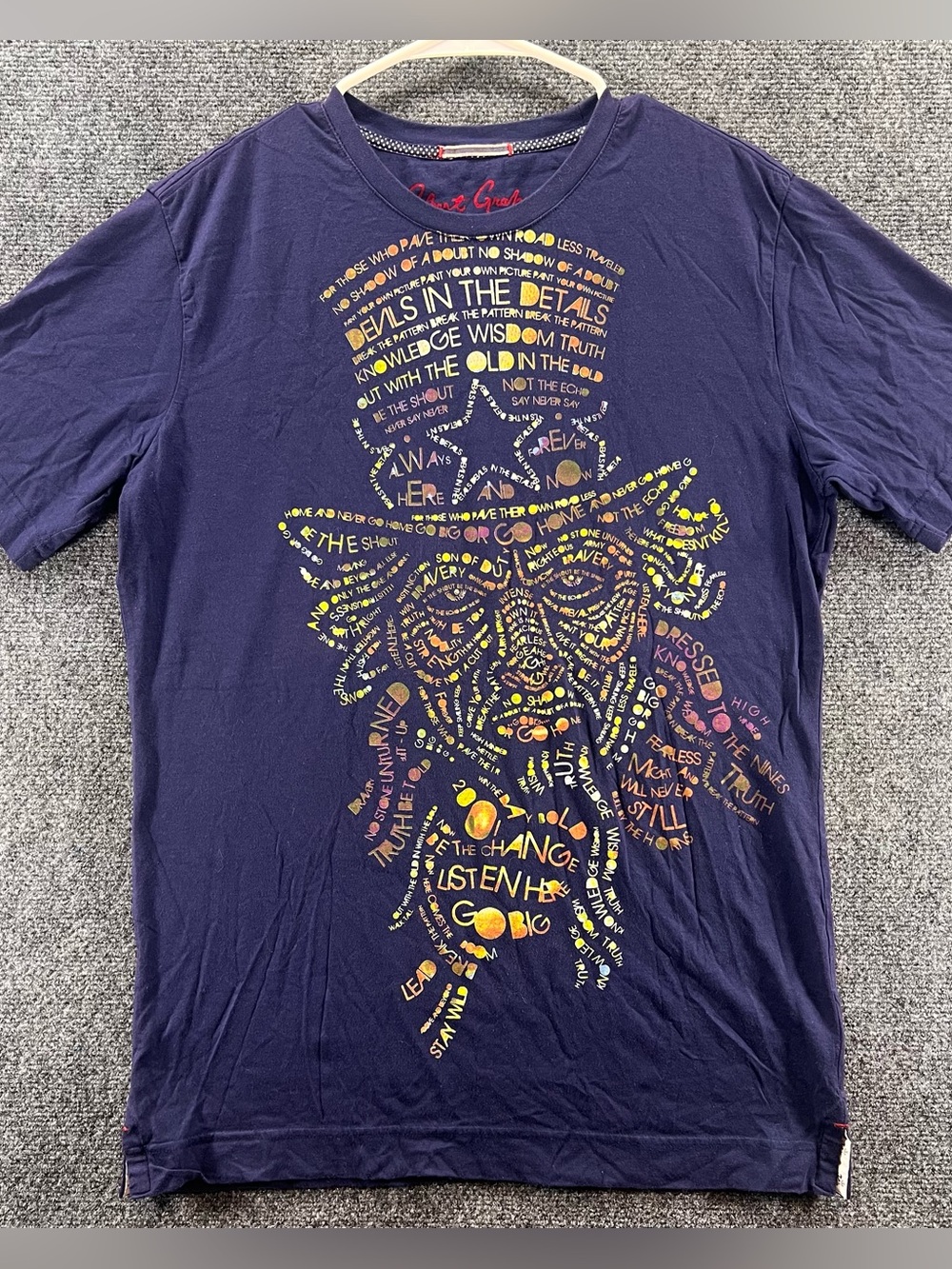 Robert Graham Uncle Sam T-Shirt Small Blue Crew Neck American USA Luxury RARE